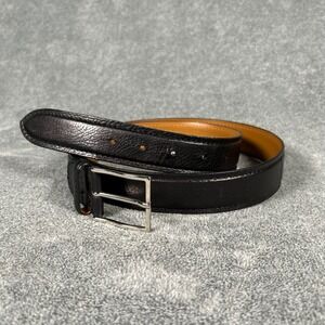 A. Testoni Mens Black Leather Belt Size 42 Hand Made in Italy Solid Brass Buckle